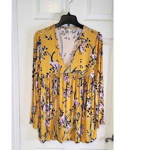 Free People Dress Tunic Size Small Yellow Floral